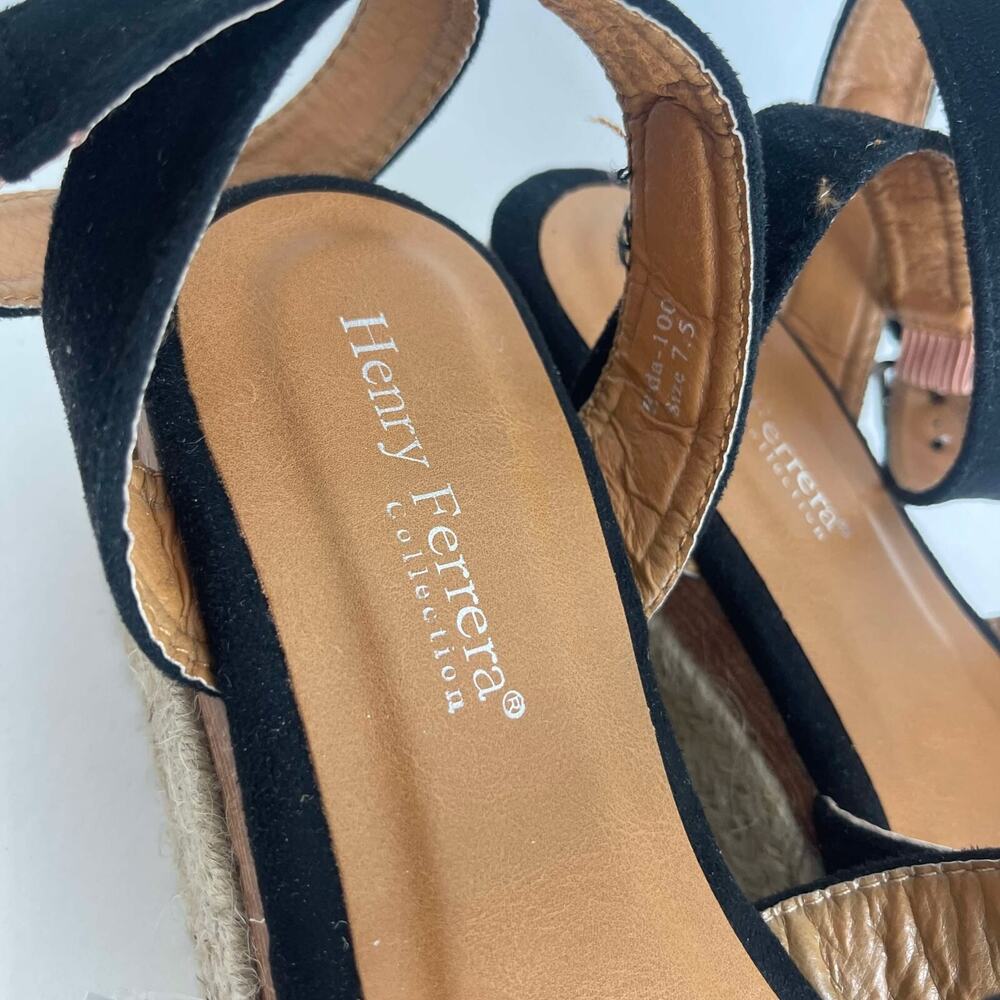 Henry Ferrera Collection Elda Womens Wedge Sandal Black Size 7 - Picture 10 of 14